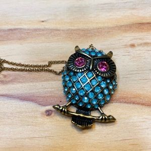 Betsey Johnson Teal Owl Necklace